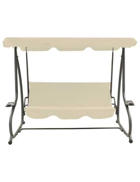 Panchina a Dondolo da Giardino con Baldacchino Bianco Sabbia