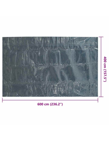 Pellicola Galleggiante Solare PE Piscina 600x400 cm Nero e Blu