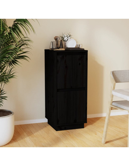 Credenze Nero 31,5x34x75 cm in Legno Massello di Pino