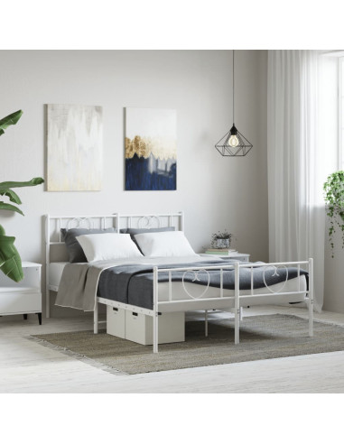 Giroletto con Testiera e Pediera Metallo Bianco 160x200 cm