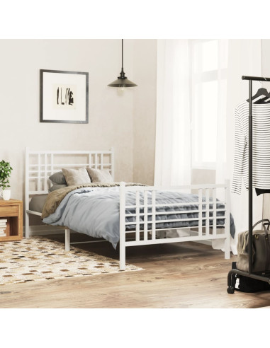 Giroletto con Testiera e Pediera Metallo Bianco 90x190 cm