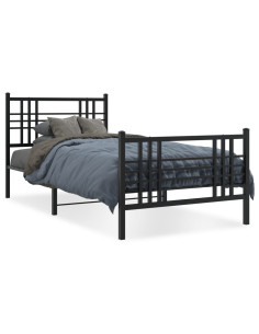 Giroletto con Testiera e Pediera Metallo Nero 100x200 cm