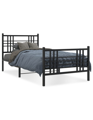 Giroletto con Testiera e Pediera Metallo Nero 100x200 cm