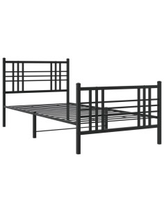 Giroletto con Testiera e Pediera Metallo Nero 100x200 cm 2