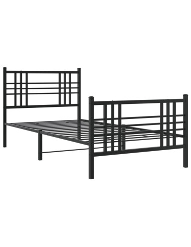 Giroletto con Testiera e Pediera Metallo Nero 100x200 cm