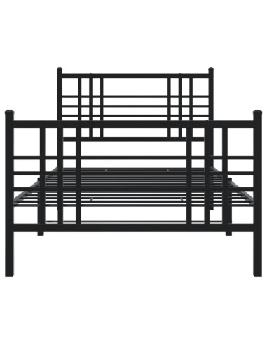 Giroletto con Testiera e Pediera Metallo Nero 100x200 cm