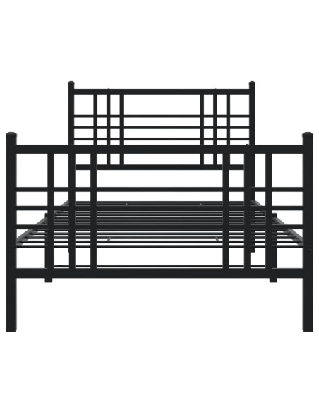 Giroletto con Testiera e Pediera Metallo Nero 100x200 cm