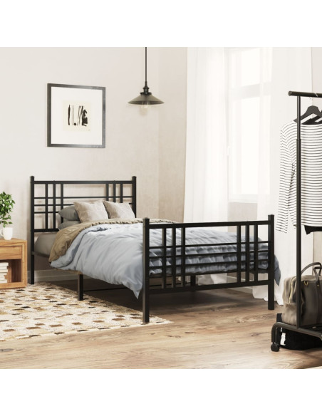 Giroletto con Testiera e Pediera Metallo Nero 90x200 cm