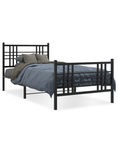 Giroletto con Testiera e Pediera Metallo Nero 90x200 cm