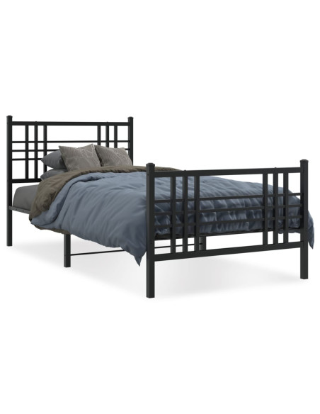 Giroletto con Testiera e Pediera Metallo Nero 90x200 cm