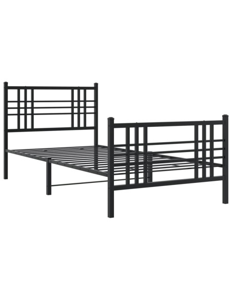 Giroletto con Testiera e Pediera Metallo Nero 90x200 cm