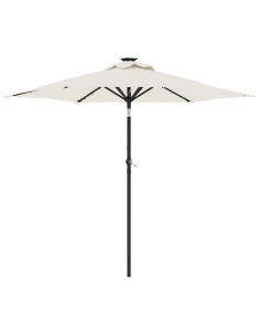 Ombrellone Giardino con LED Palo Acciaio Bianco 225x225x212 cm 2