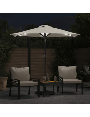 Ombrellone Giardino con LED Palo Acciaio Bianco 225x225x212 cm