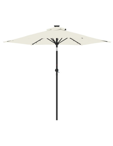 Ombrellone Giardino con LED Palo Acciaio Bianco 225x225x212 cm