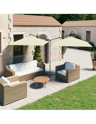 Ombrellone Doppio con Palo in Acciaio Sabbia 600x300 cm