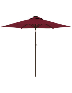 Ombrellone Giardino con Palo Acciaio Rosso Bordò 225x225x212 cm 2