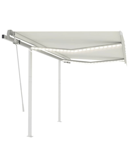 Tenda da Sole Retrattile Manuale con LED 3,5x2,5 m Crema