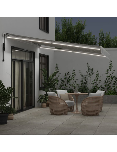 Tenda Retrattile Automatica LED Antracite e Bianco 450x350 cm