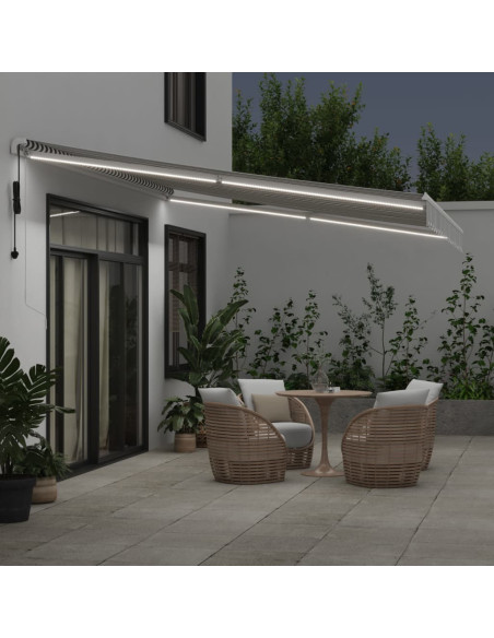 Tenda Retrattile Automatica LED Antracite e Bianco 450x350 cm