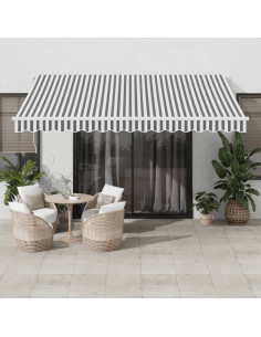 Tenda Retrattile Automatica LED Antracite e Bianco 400x350 cm