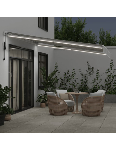 Tenda Retrattile Automatica LED Antracite e Bianco 400x350 cm