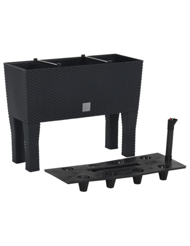 Fioriera Rialzata da Giardino Antracite 60x25x46cm in Rattan PP