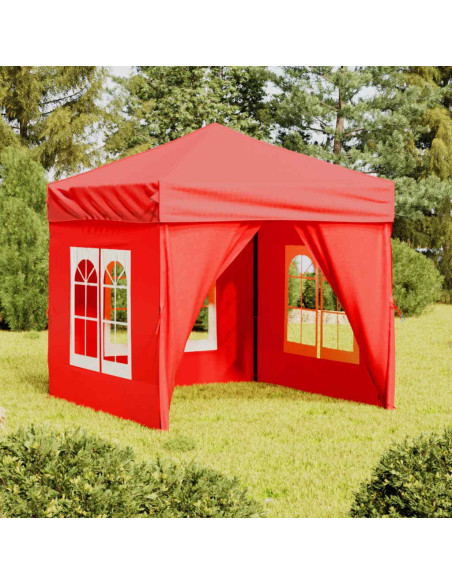 Tenda per Feste Pieghevole con Pareti Laterali Rosso 2x2 m