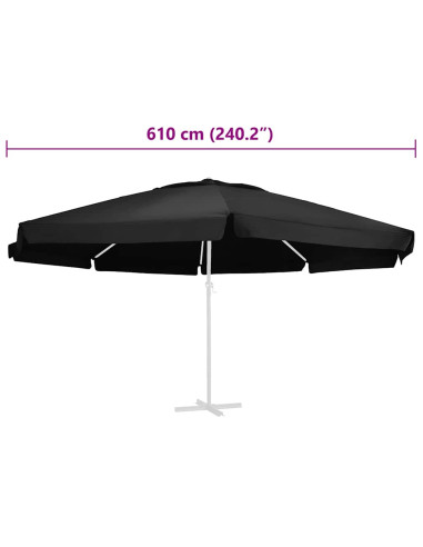 Telo di Ricambio per Ombrellone Nero 610 cm