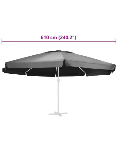 Telo di Ricambio per Ombrellone Antracite 610 cm