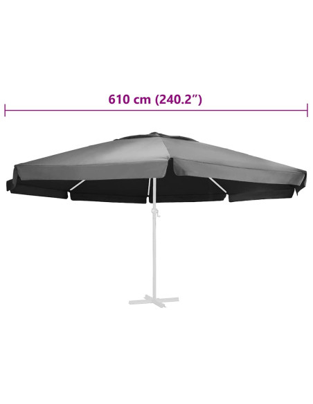 Telo di Ricambio per Ombrellone Antracite 610 cm