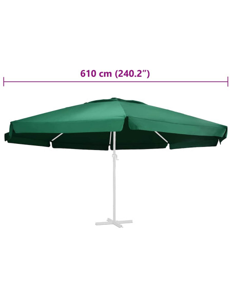 Telo di Ricambio per Ombrellone Verde 610 cm