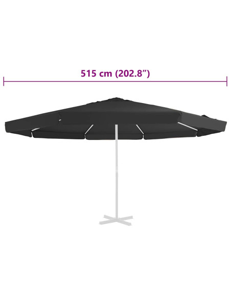 Telo di Ricambio per Tenda da Sole Nero 515 cm