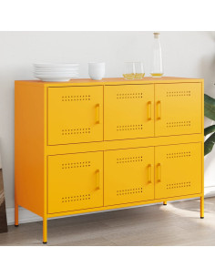 Credenza Giallo Senape 100,5x39x79 cm in Acciaio