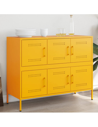 Credenza Giallo Senape 100,5x39x79 cm in Acciaio