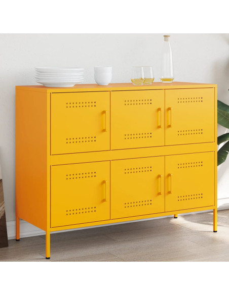 Credenza Giallo Senape 100,5x39x79 cm in Acciaio