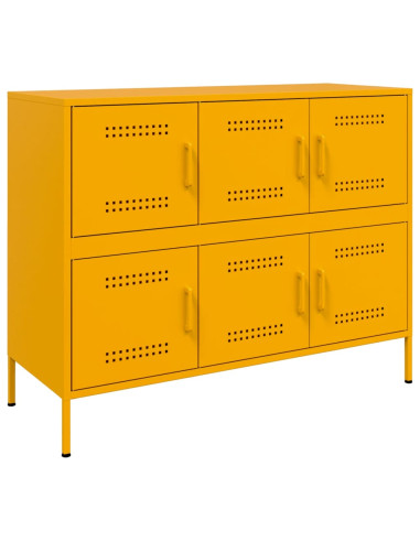 Credenza Giallo Senape 100,5x39x79 cm in Acciaio
