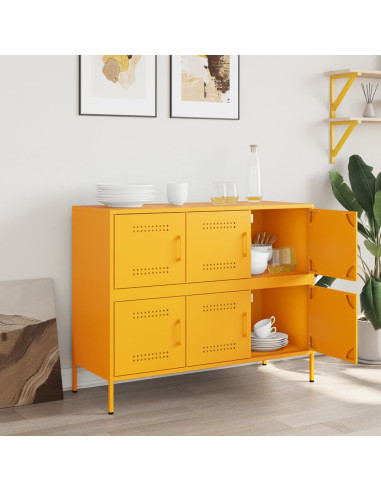 Credenza Giallo Senape 100,5x39x79 cm in Acciaio