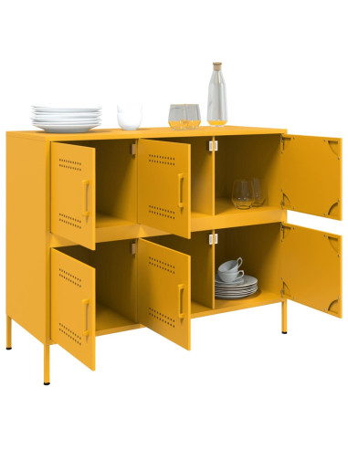Credenza Giallo Senape 100,5x39x79 cm in Acciaio