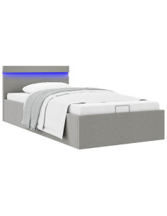 Giroletto con Contenitore e LED Grigio Chiaro Tessuto 100x200cm