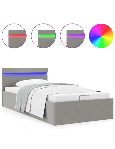 Giroletto con Contenitore e LED Grigio Chiaro Tessuto 100x200cm