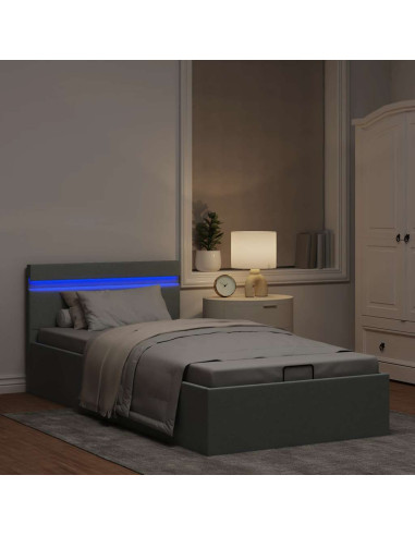 Giroletto con Contenitore e LED Grigio Chiaro Tessuto 100x200cm