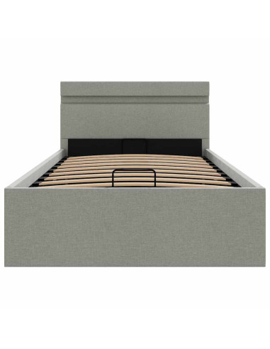 Giroletto con Contenitore e LED Grigio Chiaro Tessuto 100x200cm