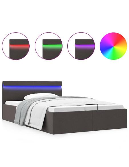 Giroletto con Contenitore e LED Grigio Scuro Tessuto 120x200 cm