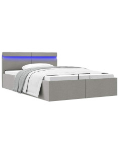 Giroletto con Contenitore e LED Grigio Chiaro Tessuto 120x200cm