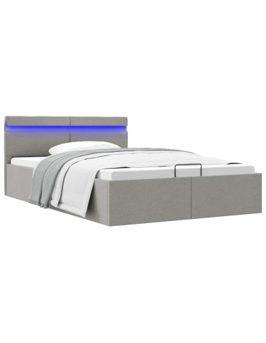 Giroletto con Contenitore e LED Grigio Chiaro Tessuto 120x200cm