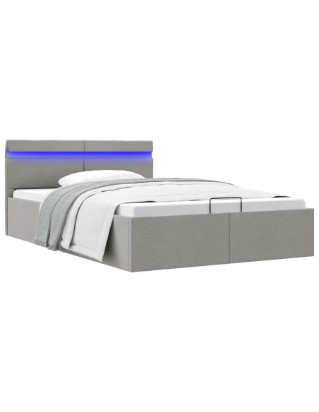 Giroletto con Contenitore e LED Grigio Chiaro Tessuto 120x200cm