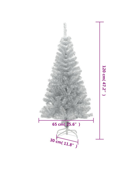 Albero di Natale Artificiale con Supporto Argento 120 cm PET
