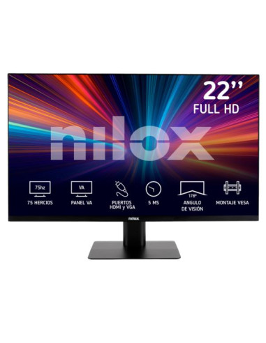 Nilox MONITOR 21.5" IPS 5MS VGA HDMI Monitor PC 55,9 cm (22") 1920 x 1080 Pixel Full HD LED Nero