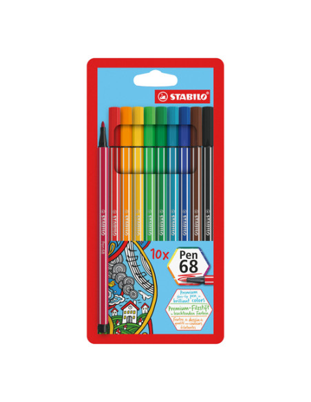 STABILO Pen 68 marcatore Multicolore 10 pz