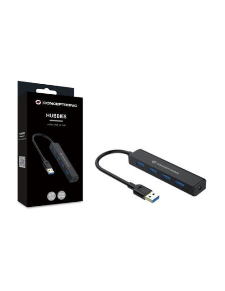 Conceptronic C4PUSB3 hub di interfaccia USB 3.2 Gen 1 (3.1 Gen 1) Type-A 5000 Mbit/s Nero